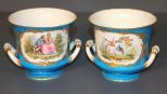 Pair of French Blue Sevres Cachepots