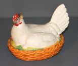 Vintage Hand-Painted Staffordshire Porcelain Hen on Nest