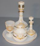 Five Piece 19th Century White Opaline Glass Dresser Set
