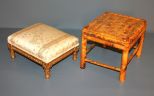Two Footstools, One Gold Gilt Louis XIV Style and One Bamboo