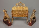 Pair of Brass Bookends and Brass Letter Holder