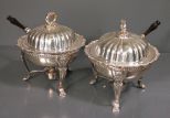 Pair of English Electroplated Covered Chafing Dishes