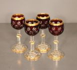 Set of Four Bohemian Glass Goblets