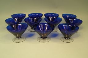 Set of 11 Cobalt blue Sherbert Stems, Set of 7 cobalt Blue Water Glasses, Set of 9 Cobalt Blue Champagne Stems, Set of 8 Cobalt Blue Iced Tea Glasses