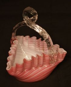 Victorian Opaline & Cranberry Cased Glass Basket