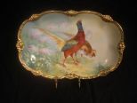 Artist Signed Hand Painted Limoges Pheasant Game Platter