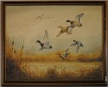 Oil Painting of Flying Ducks