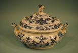 Blue Onion Pattern and White Tureen