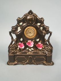 English Porcelain Hand Painted Mantel Clock