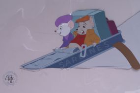 Certified/Original 1977 Walt Disney Movie Film Cel, Bianca & Bernard in Sardine Can from 