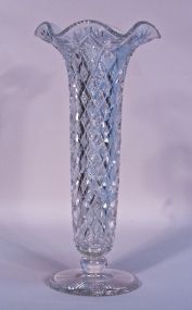 Superb American Brilliant Cut Glass Tall Trumpet Vase