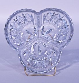 Signed Hawkes American Brilliant Cut Glass Clover Shape Bowl