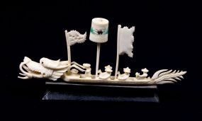 Chinese Carved Ivory Dragon Boat