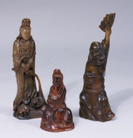 Group of 3 Chinese Carved Horn Figurines