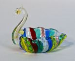 Venetian Swan w/ Internal Latticino, Mezza Filigrana, & Zanfirico Decoration