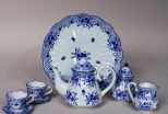Child's Blue & White Porcelain 8 Piece Tea Set