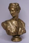 Gilt Chalkware Classical Bust of Woman