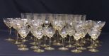 35 1920s Elegant Glass Engraved Topaz Stems