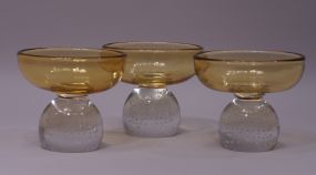 Set/3 Pairpoint Art Glass Controlled Bubble Ball Comports