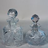 2 American Brilliant Cut Glass Perfume Bottles