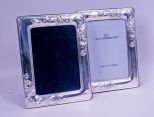 2 Wallace Sterling Silver and Black Velvet Picture Frames