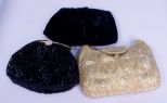 3 Ladies Crystal Beaded & Velvet Evening Hand Bags