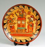 Redware Mayan Style Charger