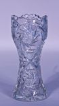 American Brilliant Cut Glass Double Pinwheel Corset Vase