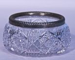 American Brilliant Cut Glass Ferner w/ Silver Rim