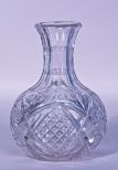 American Brilliant Cut Glass Water Carafe, Diamond Hobstar & Fan