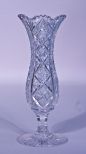 American Brilliant Cut Glass Vase, Hobstars & Diamonds