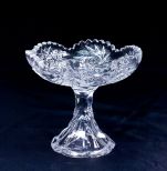 American Brilliant Cut Glass Compote, Hobstar & Pinwheel