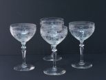 Set of 4 Elegant Glass High Stem Champagnes