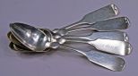 5 Coin Silver Teaspoons by W.C. Byrd, Engraved 