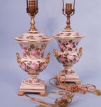 Pair of Hand Painted Urn Lamps