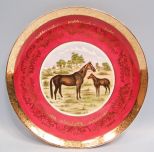 German Hand Painted and Gilded Plate w/ Horses