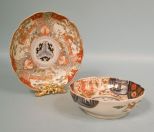 Japanese Gilded Imari Bowl & Plate