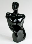 Modern Ceramic Statue of a Woman in Gloss Black Glaze