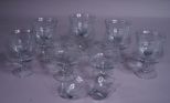 Set of 7 Engraved Crystal Shrimp Icers w/Liners, Vintage Grape Pattern