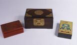 Three Chinese Boxes: Cinnabar, Teak & Lacquer