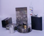 Group of Eight Pewter, Silver & Brass Desk Items