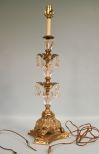 Ornate Brass Table Lamp with Prisms