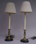 Pair of Brass Candlestick Lamps