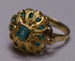 18k Yellow Gold Ring w/ 10 Emeralds