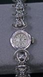 Gruen Ladies 14k White Gold Watch & Band w/ 16 Diamonds