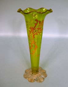 Victorian Art Glass Trumpet Vase with Gilt Decoration