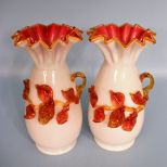 Pair of English Victorian Cased Art Glass Vases