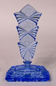 Art Deco Czechoslovakia Cut Glass Perfume Bottle w/ Tall Stopper