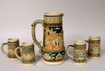 Mettlach Style Germany Beer Tankard w/ 4 1/4 Liter Steins