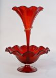 Venetian Art Glass Hand Blown Ruby Epergne